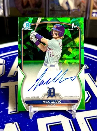 MAX CLARK 2023 BOWMAN CHROME DRAFT GREEN SAPPHIRE 1ST PROSPECT AUTO #/99