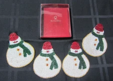 Set of 4 Bombay Beaded Winter Snowman Drink Decorative Holiday  Coasters