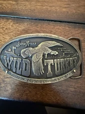 Vintage 1970s Wild Turkey Bourbon Belt Buckle Austin Nichols 1974 Bergamot Brass