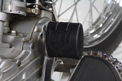 Black Rubber Brake Pedal Pad With FLH Logo fits Harley Davidson - Picture 3 of 4