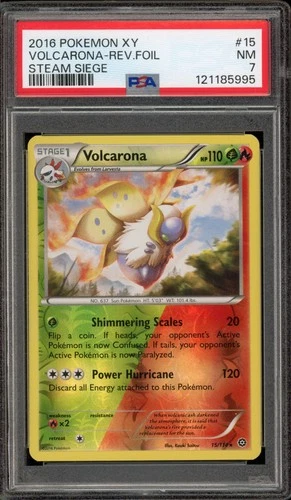 Pokemon Volcarona XY Steam Siege Reverse Holo Rare #15 PSA 7