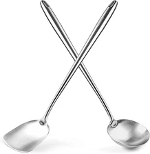 YOSUKATA 17’’ Wok Spatula and Ladle - Set of 2 Stainless Steel 2 pcs, Silver 