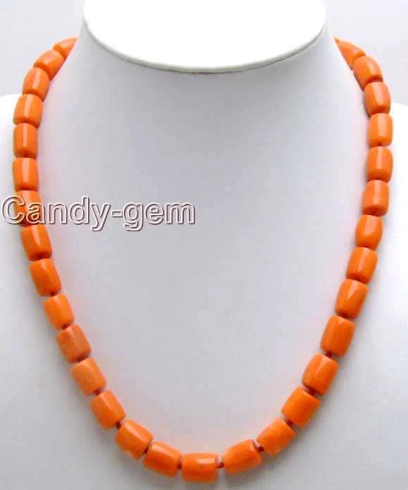 Genuino 10-12 mm Grueso Rebanada Natural Naranja Coral Collar para Mujer Gargantillas 18" Foto 2 de 4