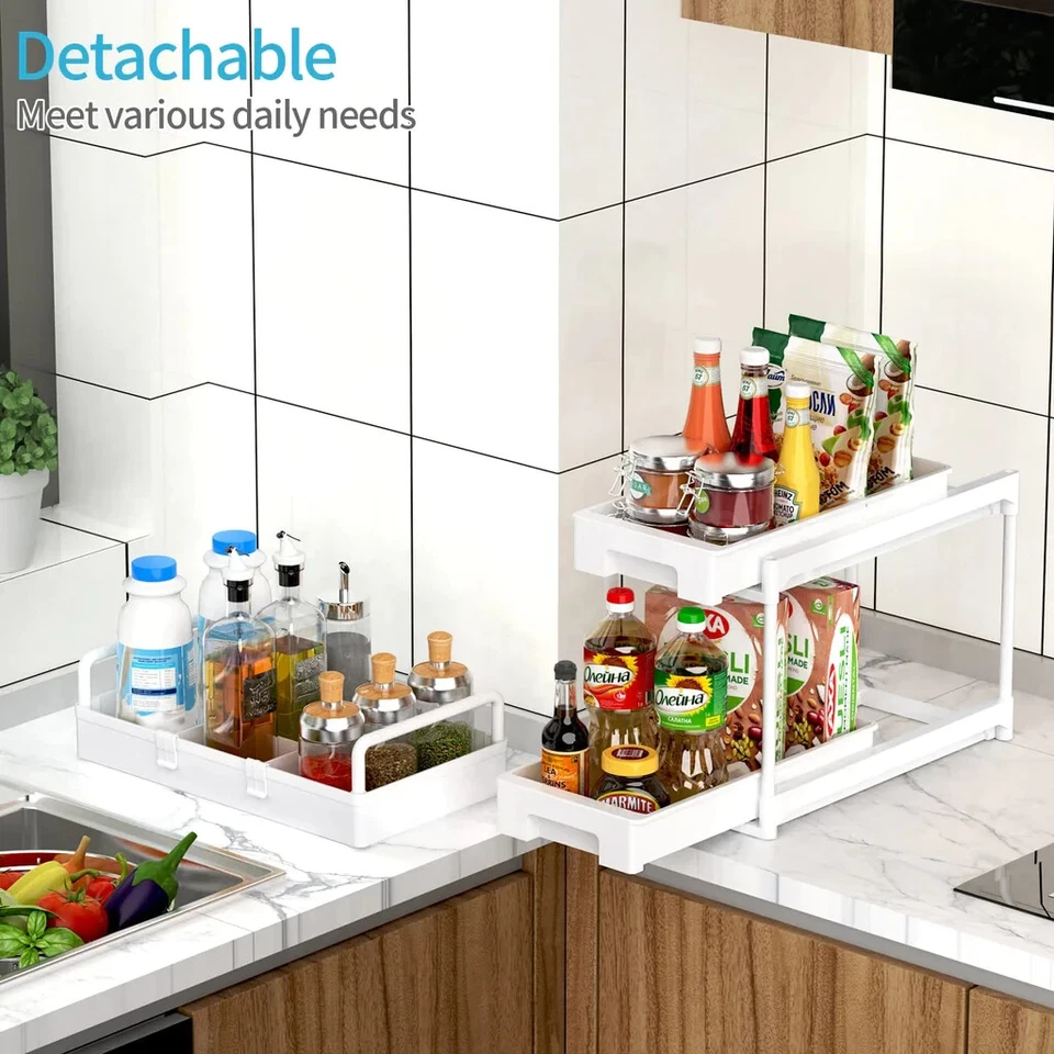 SPACEKEEPER Storage Trolley 3-Tier Rolling Utility Cart Storage Shelf on Wheels - Image 3 of 4