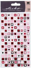 Valentine Mini Hearts Red White Pink New Pack Scrapbook Stickers Sticko