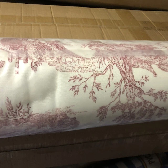 Tissus ameublement Toile jouy Rouge 100% Coton au Metre Grande Largeur de 280 - Photo 2/2