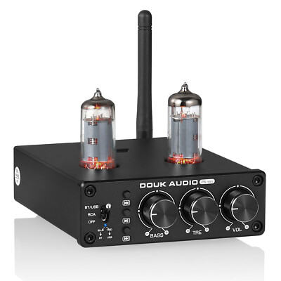Douk Audio P6-MINI Bluetooth Tube Preamp Stereo Receiver for Speaker USB Player