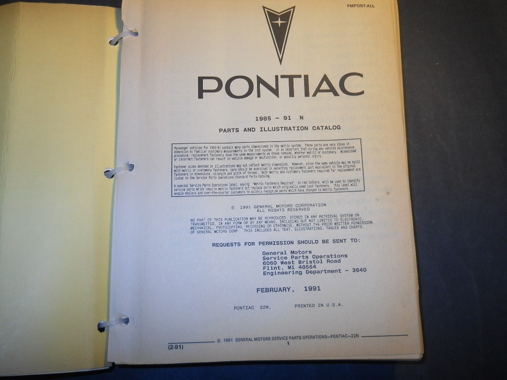 1985 86 87 88 89 90 91 PONTIAC GRAND AM PARTS AND ILLUSTRATION