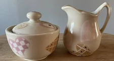 Creamer & Sugar w/Lid Country Farmhouse Heart Pottery
