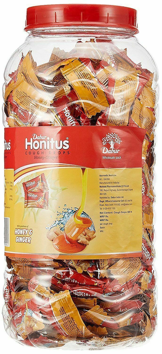 Dabur Honitus Honey, Ginger, lemon, Cough Drops 300 lozenges jar 3