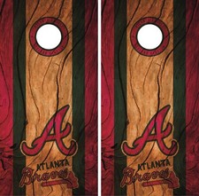 Atlanta Braves Cornhole Wrap Game Skin Decal Wood Design