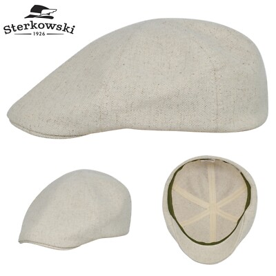 Sterkowski RUSTY Hemp Cotton Summer Flat Cap Breathable Handmade Duckbill Beige