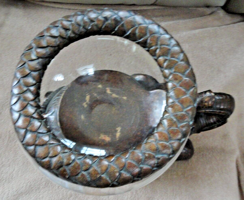 Good Luck Decorative Gold Antiqued Elephant Glass Bowl Terrarium Candle Holder - Picture 3 of 12