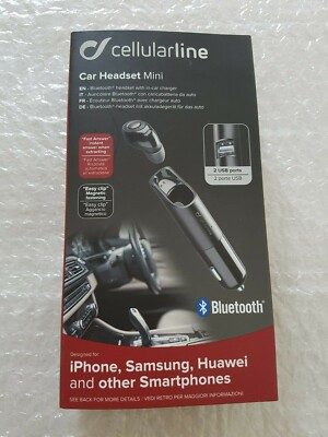 Cellularline - Car Headset Mini BT Kfz Ladestecker 2x USB In Ear - schwarz - neu