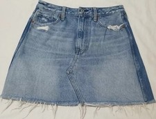 Abercrombie Fitch Zoe Natural Rise Distressed Cut Off Mini Skirt Denim Sz 4 / 27