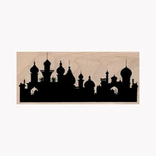 Mounted Rubber Stamp, Eastern Skyline Silhouette, Middle East Skyline, Travel