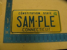 1974 74 CONNECTICUT CT SAMPLE LICENSE PLATE SAMPLE TAG SAM-PLE (KC)
