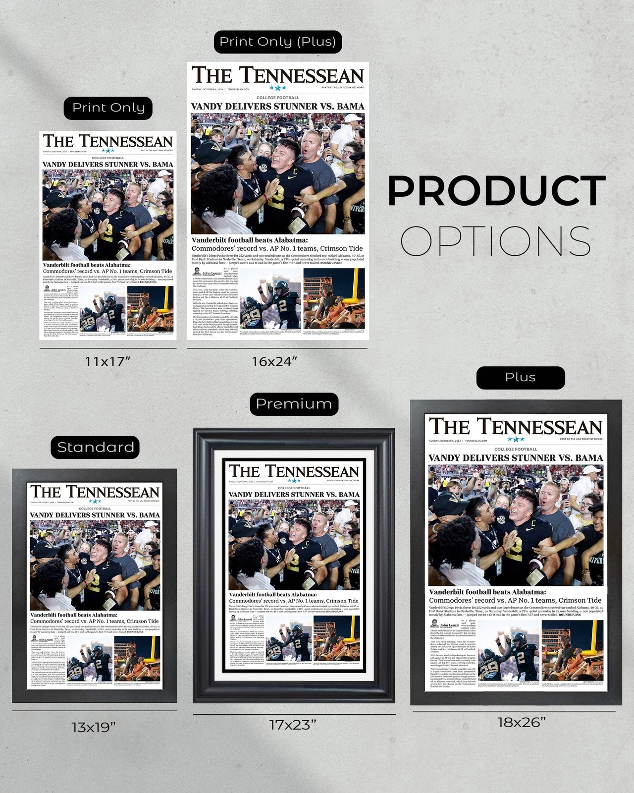 2024 Vanderbilt Commodores' Historic Triumph Over No. 1 Albm - UnFramed