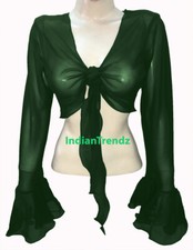 Blusa Top Envolvente de Gasa Manga Campana Choli Danza del Vientre Gitana Tribal Oriental