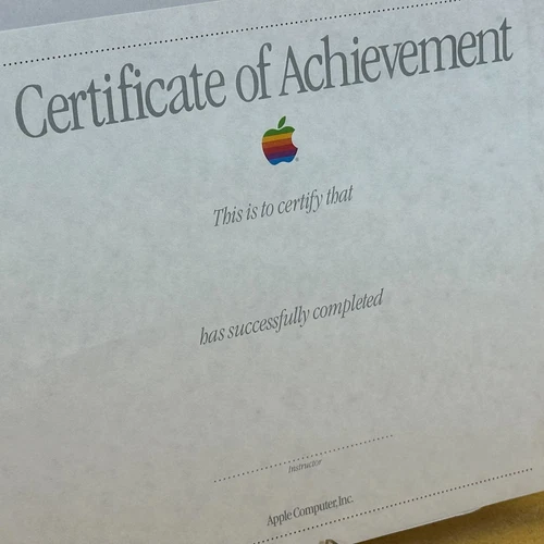 SELLER EXCLUSIVE: Apple Internal BLANK "Certificate of Achievement" for Employee