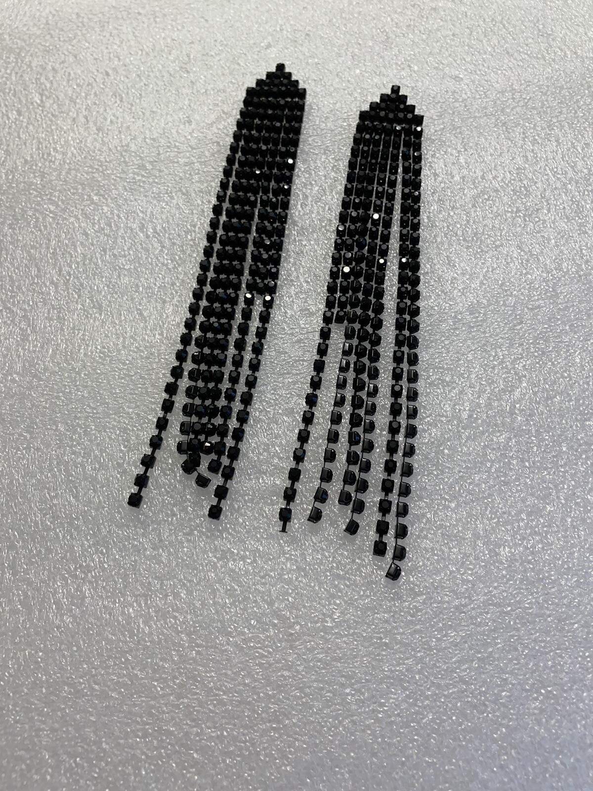 Sparkling long black cascade statement earrings - image 6
