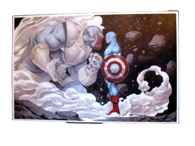 11X17 PRINT CAPTAIN AMERICA Vs THANOS MARVEL COMICS SAJAD ART HORIZONTAL P55