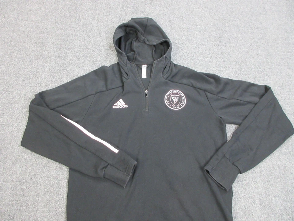 Suéter Inter Miami Para Hombres Grande Negro Logo Sudadera con Capucha Cremallera MLS Fútbol Fútbol Adidas Foto 3 de 4