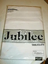 NEW Jubilee White Tablecloth Tobin 52" x 52" Sq. Scotchgard 100% Polyeste (O71)