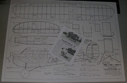 Model Airplane Plans (FF-RC): FAIRCHILD 51 1/12 Scale 44" for .074-.10 Engine - Picture 2 of 2