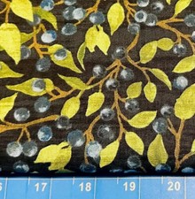 Tina Scrap 9"x21" Blueberry Leaf Fruit Food Garden Berries Blue Cotton Fabric