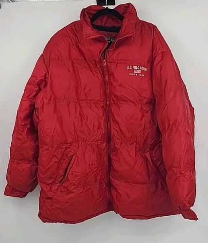 Vintage Y2K U.S. Polo Assn. Red Puffer Over Coat P Diddy XXL Puff Daddy - Picture 1 of 23