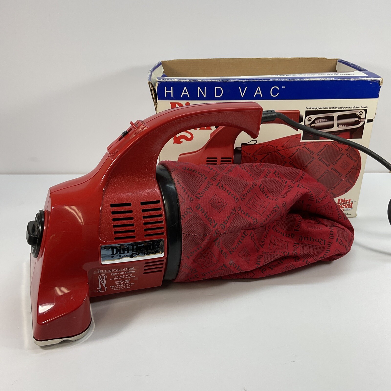 Vintage Royal Dirt Devil Hand Vacuum Model 103 Red Vac Corded Tested
