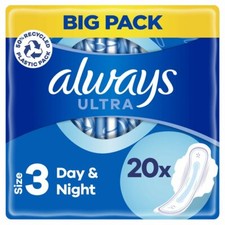 Always Ultra Day and Night (Size 3) Sanitary Towels With Wings Pack of 20