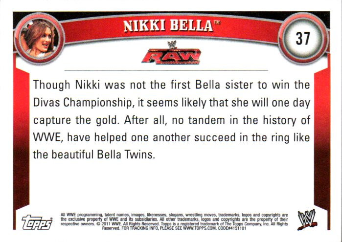 2011 Topps WWE Wrestling Card #37 Nikki Bella | eBay