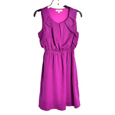 Ya Las Angeles Dress Pleated Top Midi Purple Size Medium