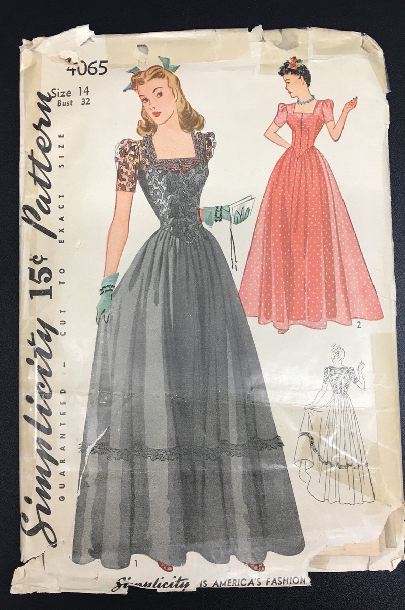 formal dress patterns simplicity Vintage Evening Pattern 4065, Size 14, Cut to Size (RF714) princess wedding dresses
