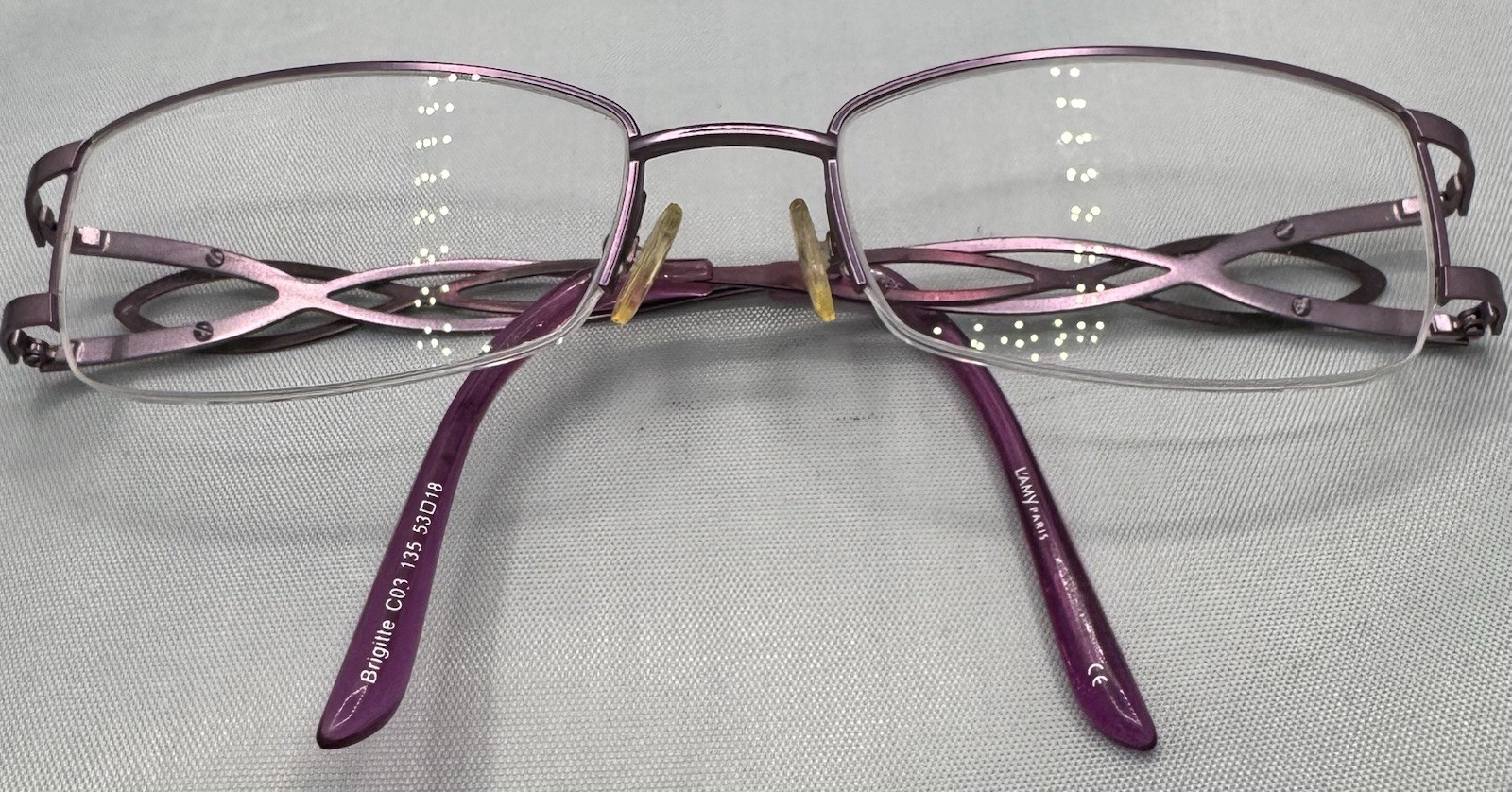 L’AMY BRIGITTE C03 53/18/135 PURPLE HALF RIMLESS FRANCE EYEGLASSES KJ14
