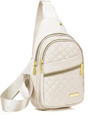 Small Sling Bag For Women Men Casual Crossbody Backpack Beige-8003 