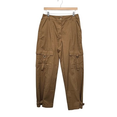 Pistola Brown High Rise Cargo Pants Straight Leg Buckle Cuff Womens Size 28