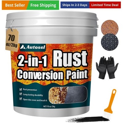 2-in-1 Rust Converter & Metal Primer, Black Paint for Metal, Rust Conversion ...