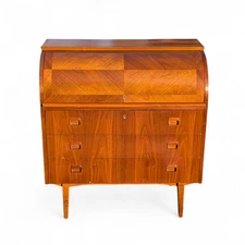 Mid Century Danish Modern Desk Locking Roll Top VTG Scandinavian EGON OSTERGAARD