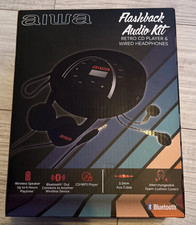 NEW IN BOX Aiwa Flashback Audio Kit Retro CD Player Wired Headphones Black