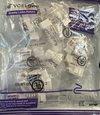 25 Pack of VCE VCELINK UL Listed CAT6 RJ45 Keystone Jack Inline Couplers White