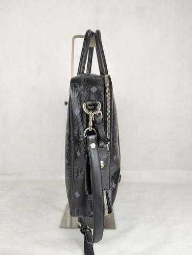 Authentic MCM Black Leather Visetos Document Messenger Laptop Bag Made in Korea - Picture 4 of 23