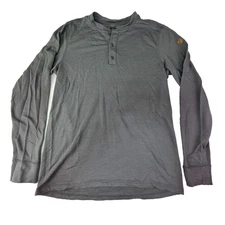 Fjallraven Singi Merino Henley Mens Long Sleeve Shirt L Gray Wool Base Layer