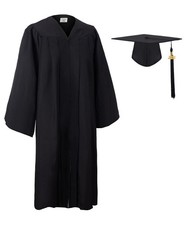 Unisex Matte Graduation Gown Cap Tassel Set 2025 High School Bachelor Ceremony