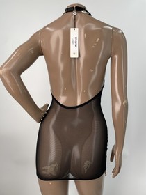 Bordelle Womens Mini Dress Black Size XS Retta Sheer Mesh Halter Neck Sleeveless