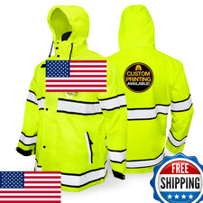 KwikSafety TORRENT Class 3 Safety Rain Jacket ANSI OSHA Hi-Vis Weatherproof Refl