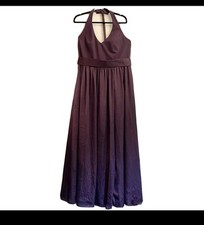 VERA WANG V Neck Halter Gown with Sash Plum Bridesmaid Formal Size 10