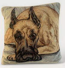 Great Dane Dog Wool Needlepoint Pillow Scooby Doo Gentle Giant Puppy Germany 14”